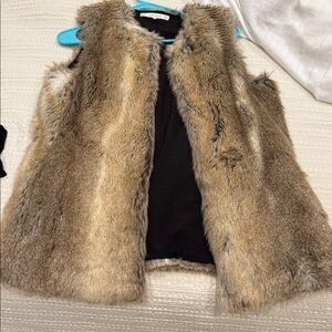 Zara Faux Fur Vest in Tan and Brown